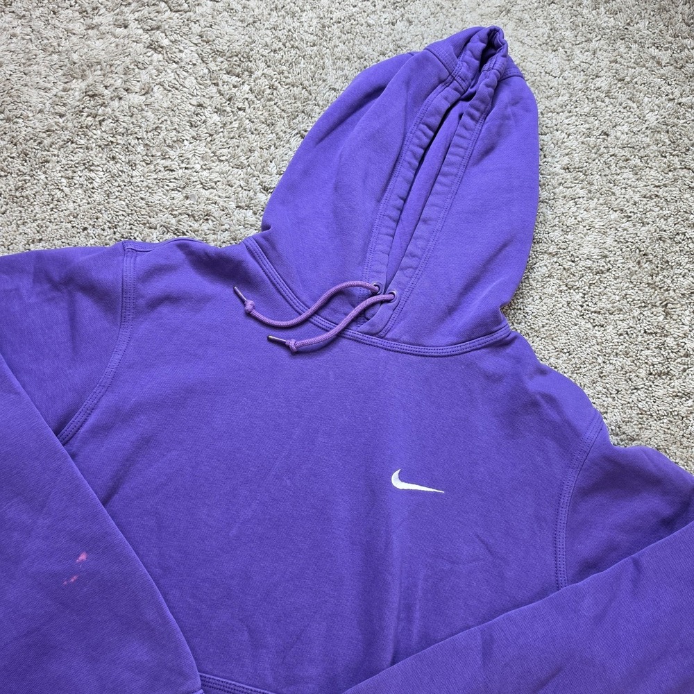 Nike Hoodie Mens S Purple Pullover Hooded Pockets Lined Fleece‎ Embroidered Logo